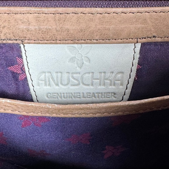 Anuschka Hand-Painted Leather Shoulder Bag Peacock Feathers Blue Green Purse - Picture 15 of 16